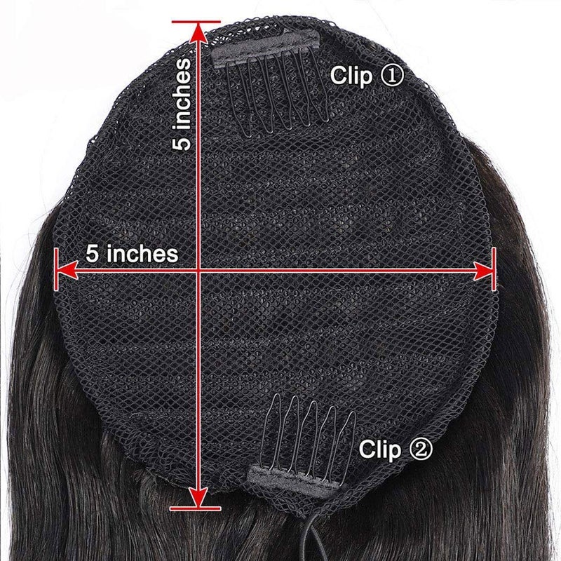 Annora Drawstring Ponytail Extension 100% Human Hair Afro Straight Natural Color for Black Women Ponytail Brazilian Remy Hair Drawstring Ponytail Virgin Human Hair Extensions (18 Inches,120g) - Image 5